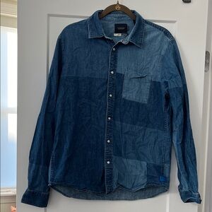 Scotch & Soda City Patchwork Denim Button Down Top